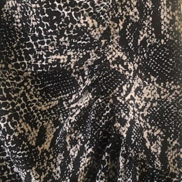 Ann Taylor 2P Sheath Dress Ruched Snakeskin Print Black & Tan - Picture 3 of 4